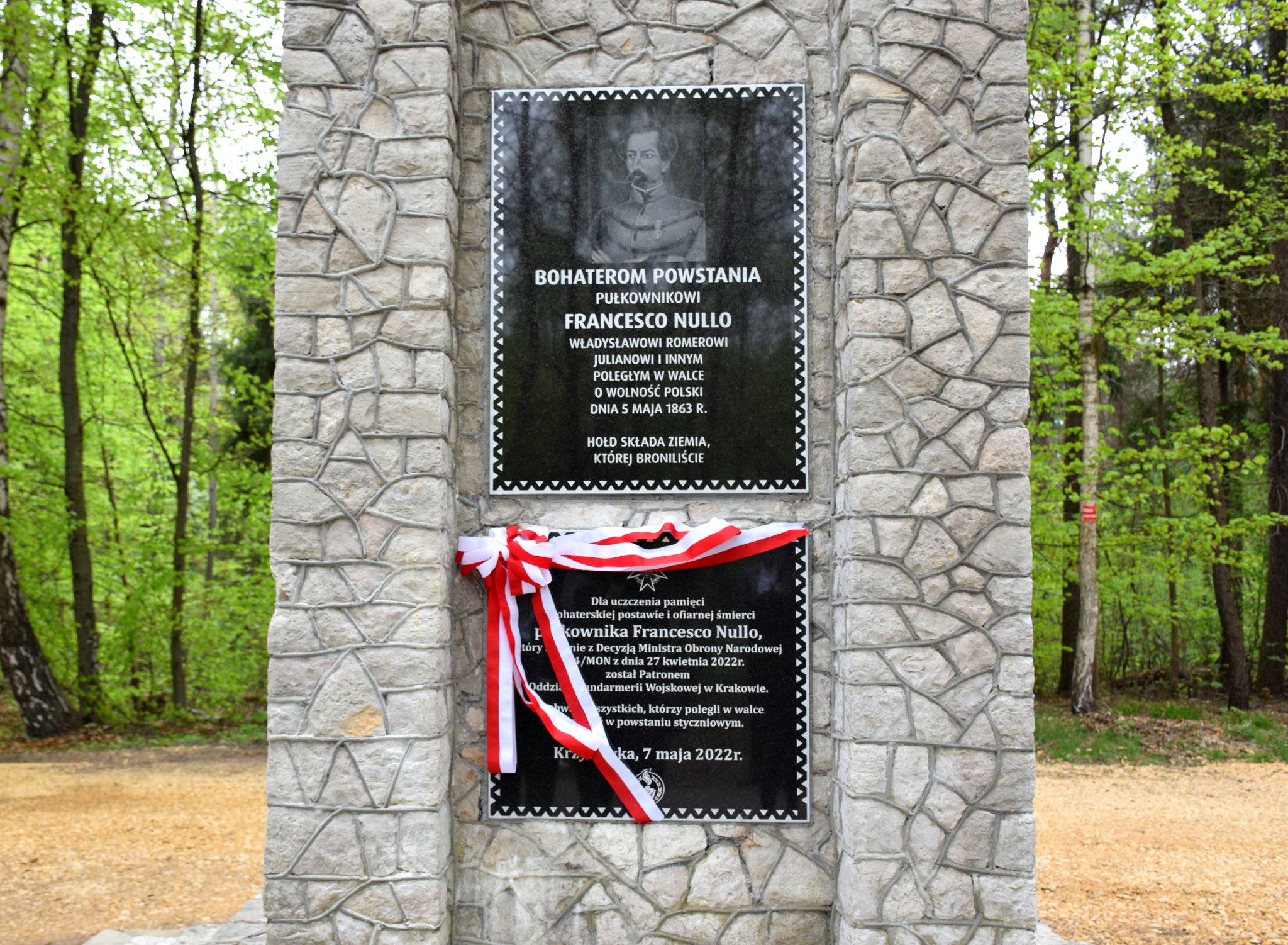 Pomnik ku czci bohaterów Powstania i pułkownika Francesco Nullo w Krzykawie